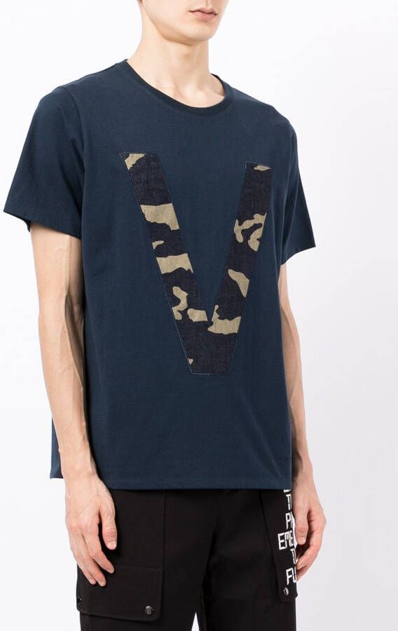 Ports V T-shirt met logoprint Blauw