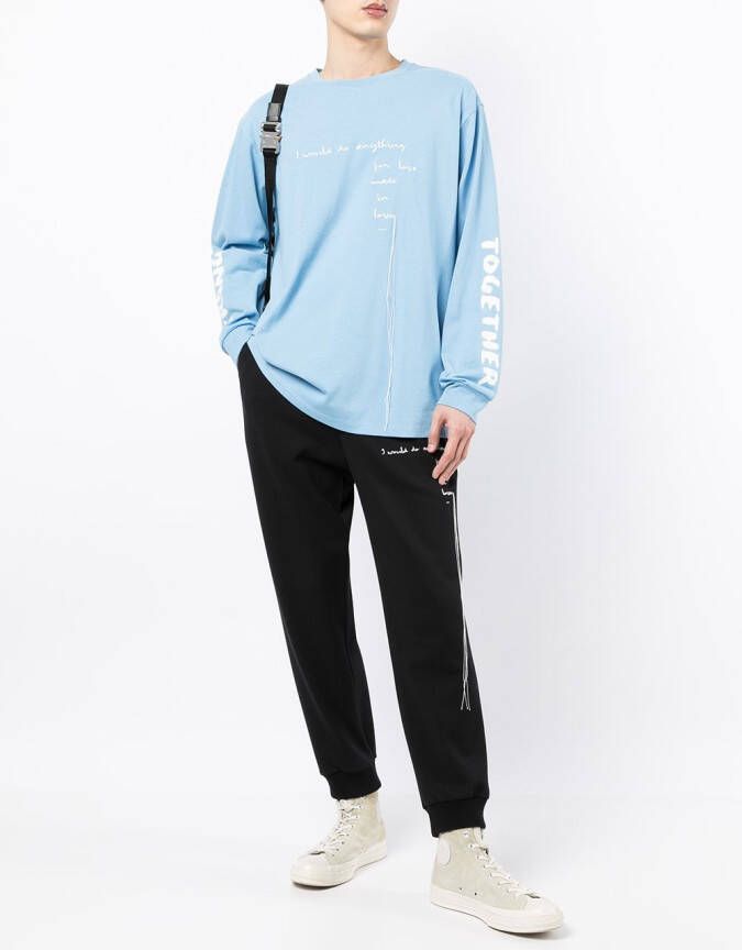 Ports V T-shirt met logoprint Blauw