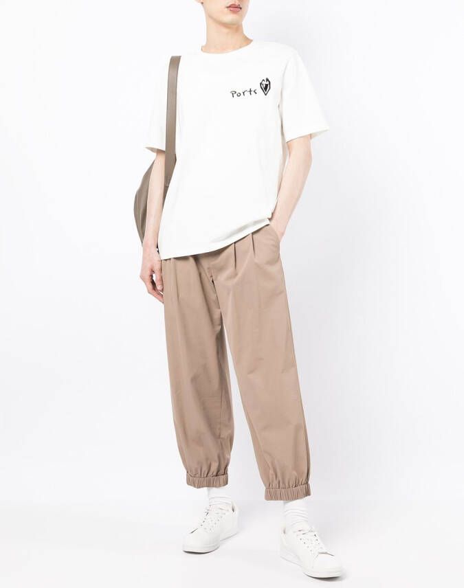 Ports V T-shirt met logoprint Wit