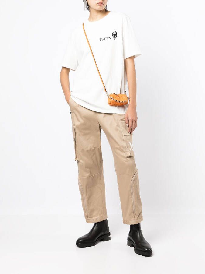Ports V T-shirt met logoprint Wit