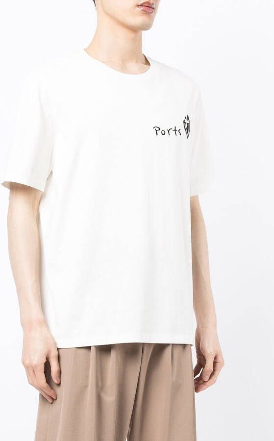 Ports V T-shirt met logoprint Wit