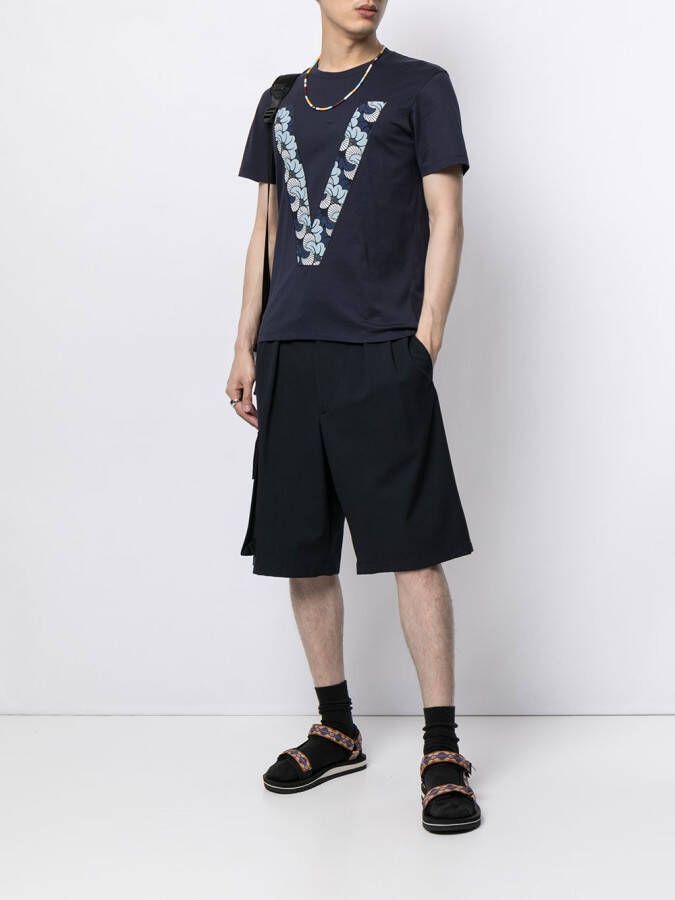 Ports V T-shirt met monogram print Blauw