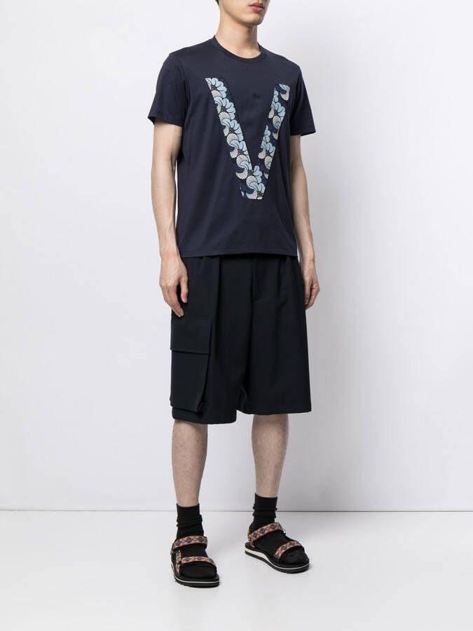 Ports V T-shirt met monogram print Blauw