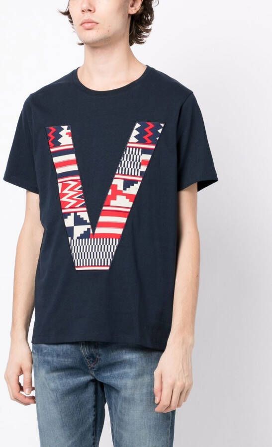 Ports V T-shirt met monogramprint Blauw