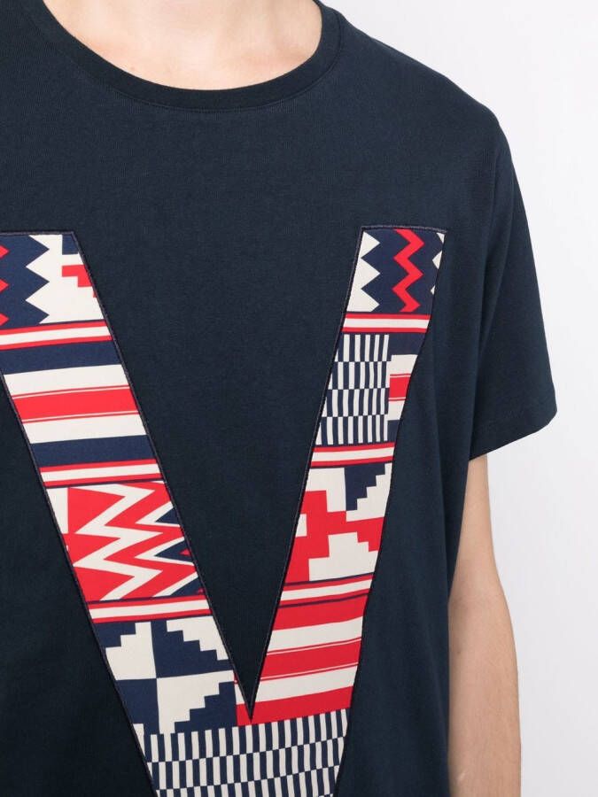 Ports V T-shirt met monogramprint Blauw