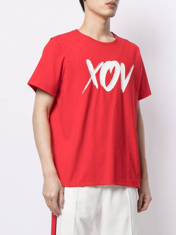 Ports V T-shirt met tekst Rood