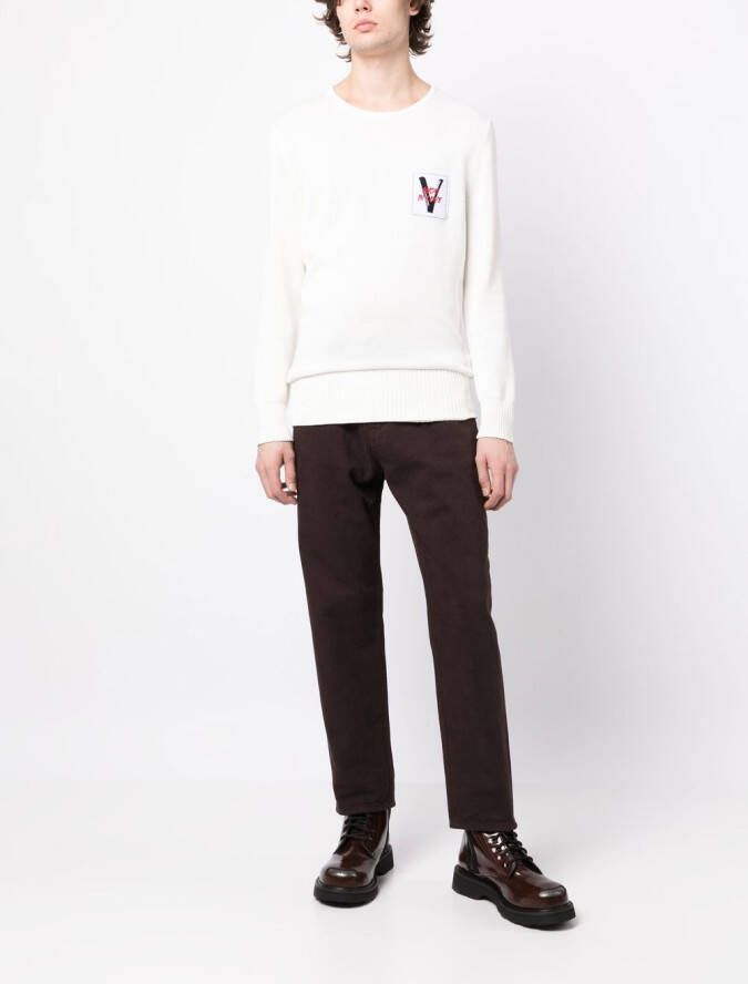 Ports V Trui met logopatch Wit