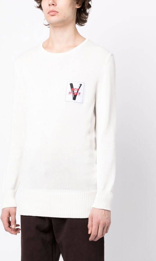 Ports V Trui met logopatch Wit