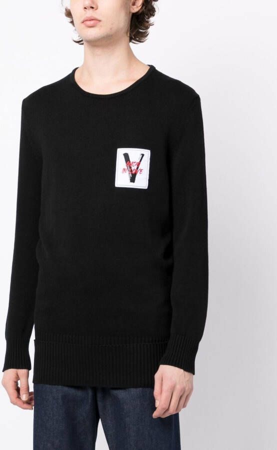 Ports V Trui met logopatch Zwart