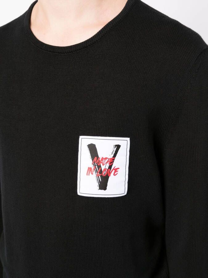 Ports V Trui met logopatch Zwart