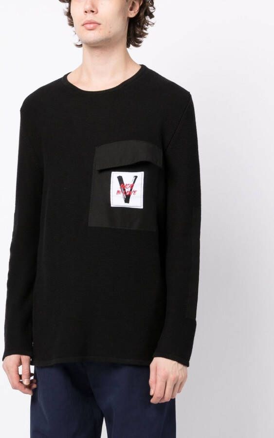 Ports V Trui met logopatch Zwart
