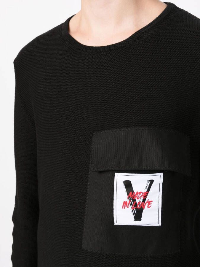 Ports V Trui met logopatch Zwart