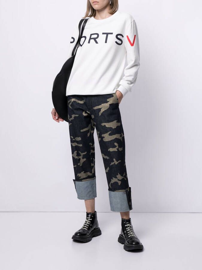 Ports V Trui met logoprint Wit