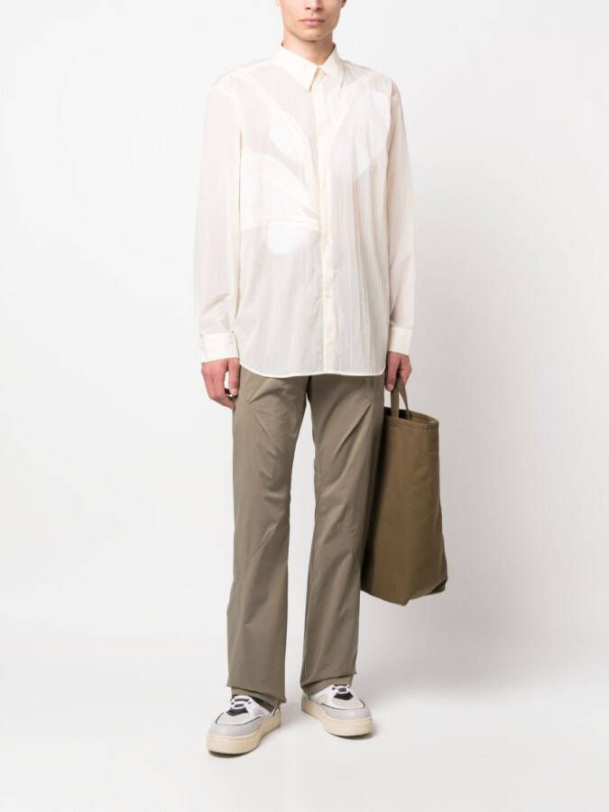 Post Archive Faction Semi-doorzichtig overhemd Beige