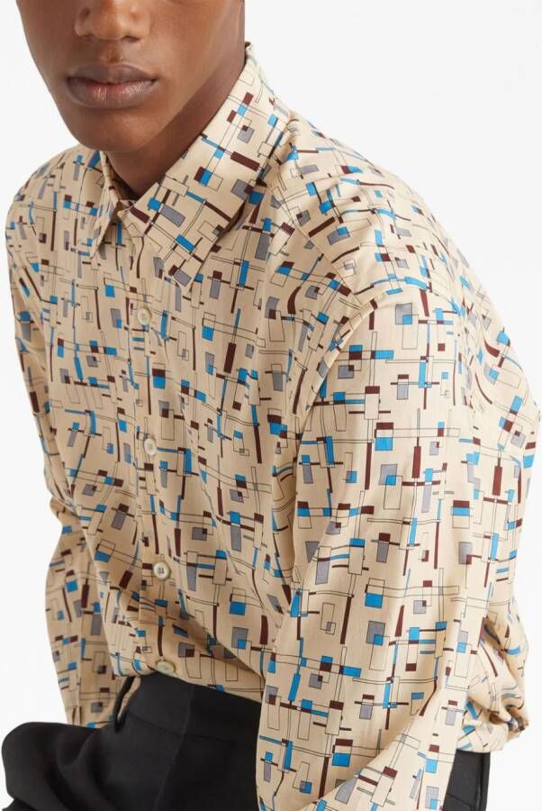 Prada Overhemd met abstracte print Beige