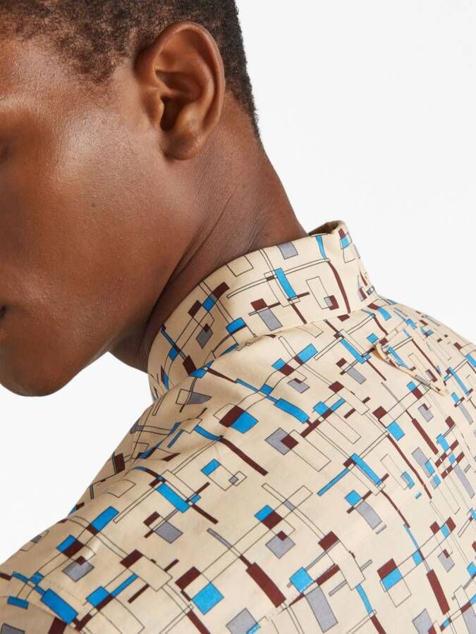 Prada Overhemd met abstracte print Beige