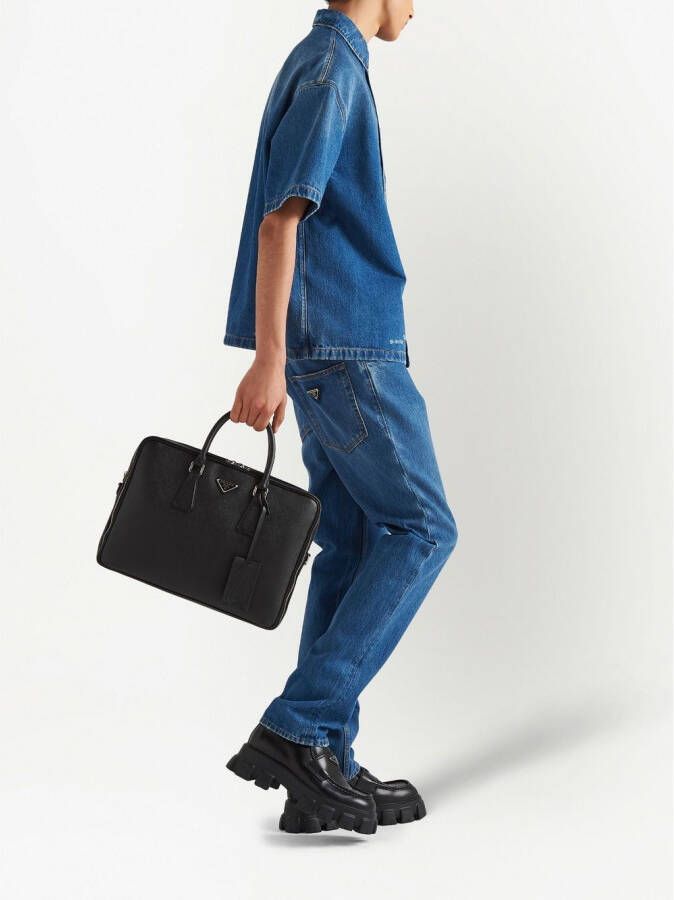 Prada Aktetas van saffiano leer Zwart
