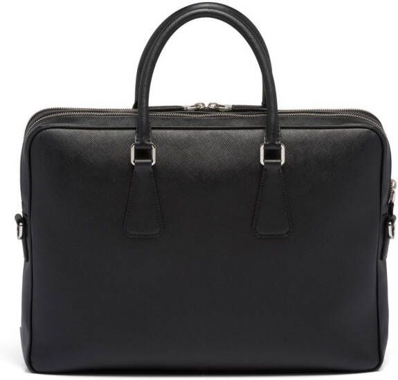 Prada Aktetas van saffiano leer Zwart
