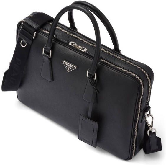 Prada Aktetas van saffiano leer Zwart
