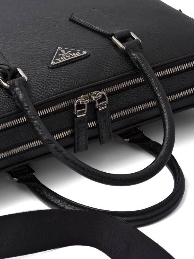 Prada Aktetas van saffiano leer Zwart