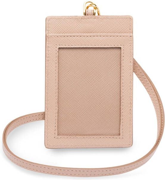 Prada Badge houder van Saffiano leer Roze