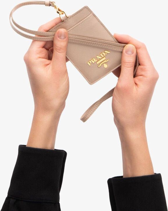Prada Badge houder van Saffiano leer Roze