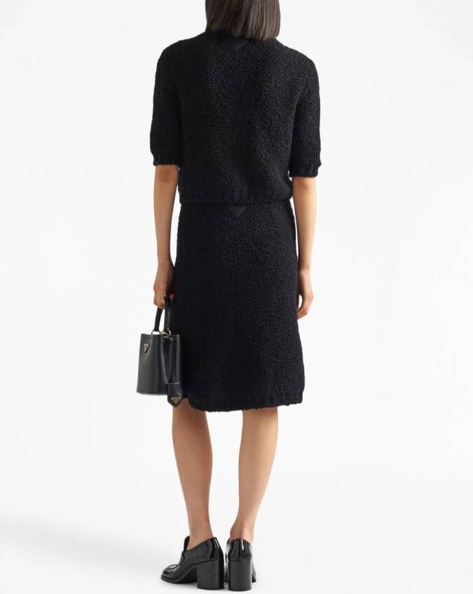 Prada Bouclé mohair knit skirt Zwart