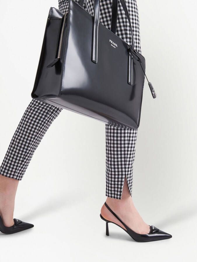 Prada Broek met gingham ruit Zwart