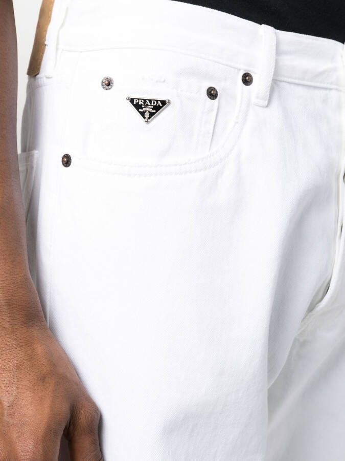 Prada Broek met logoplakkaat Wit