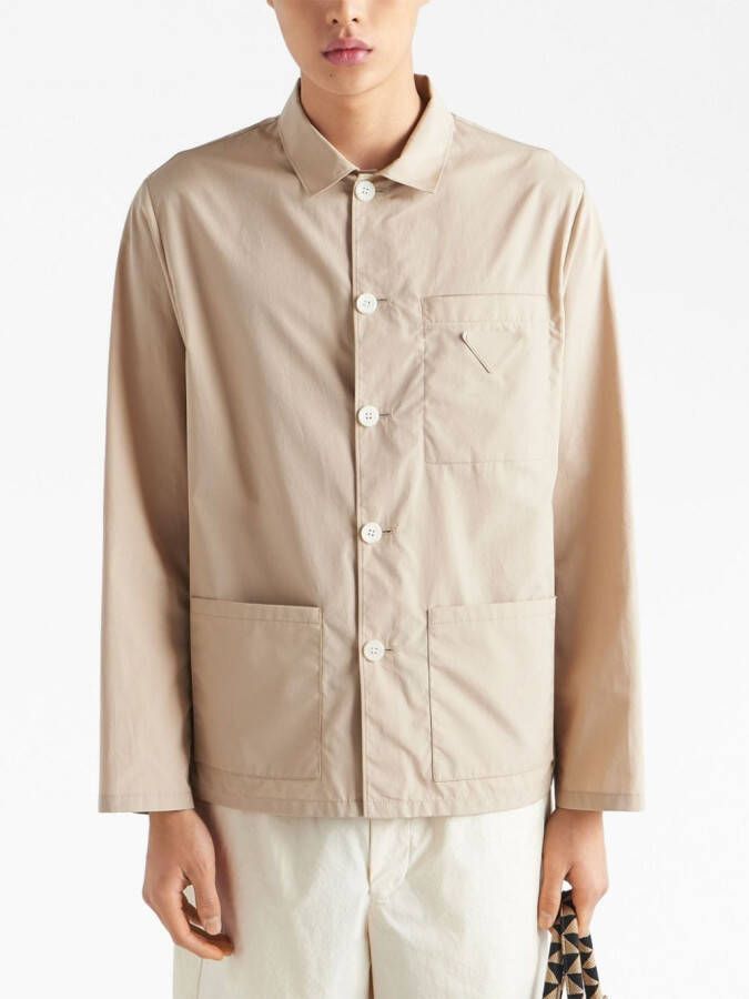 Prada Shirtjack met enkele rij knopen Beige