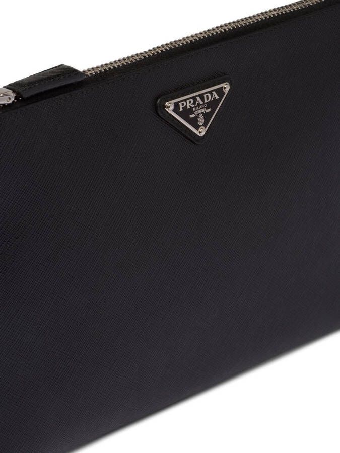 Prada Clutch met logoplakkaat Zwart