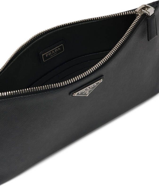 Prada Clutch met logoplakkaat Zwart
