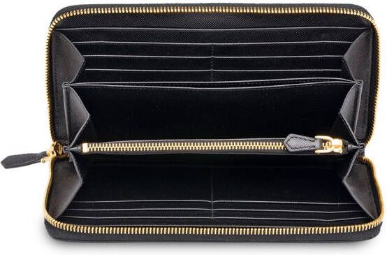 Prada continentale portemonnee met rits Zwart