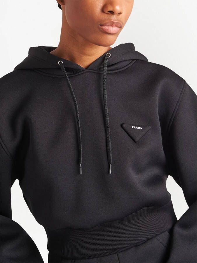 Prada Cropped hoodie Zwart