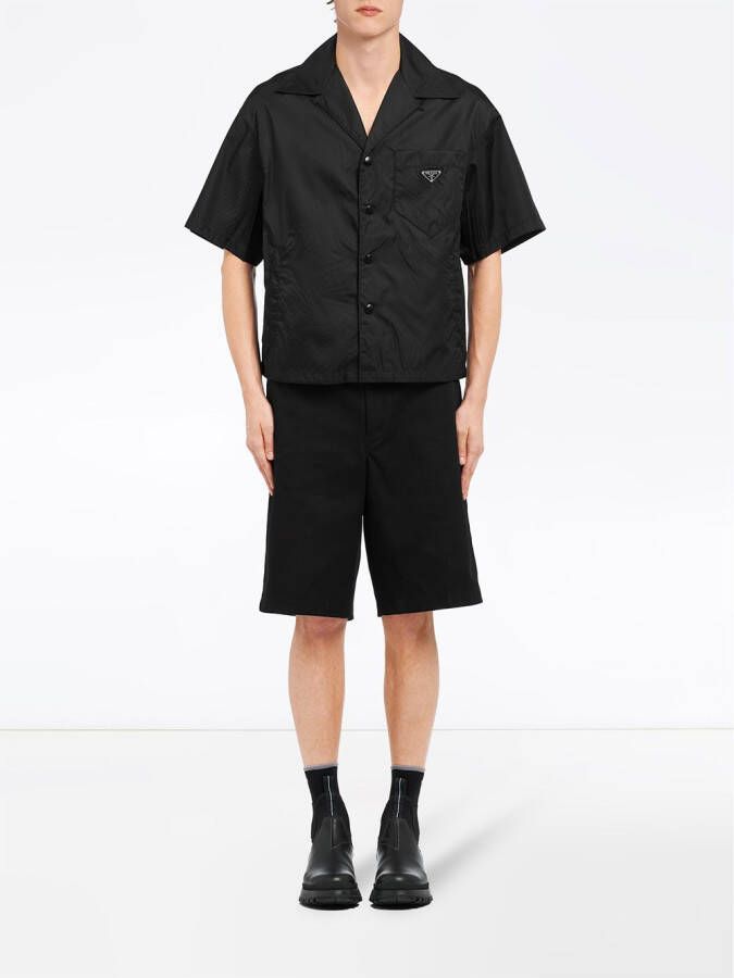 Prada Re-Nylon overhemd met korte mouwen Zwart