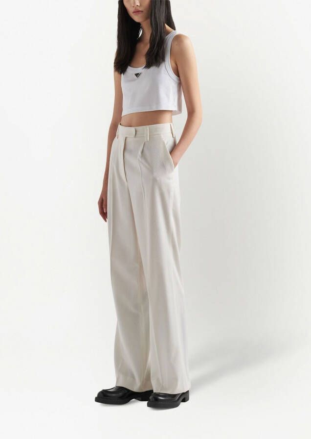 Prada Cropped top met logo Wit