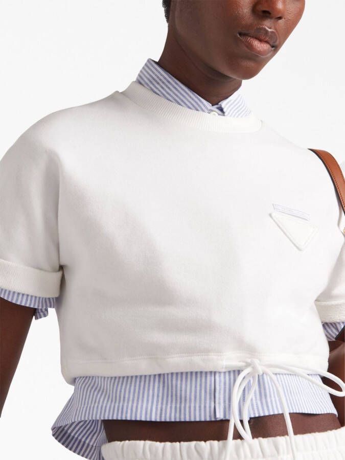 Prada Cropped fleece T-shirt Wit