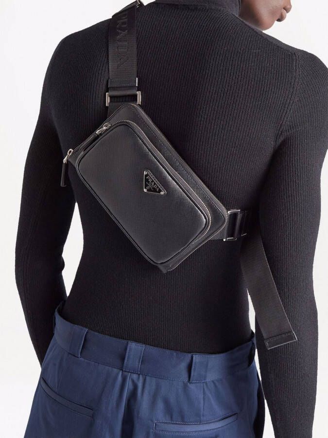 Prada Crossbodytas met logoplakkaat Zwart