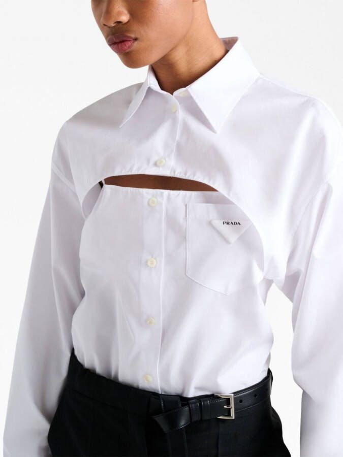 Prada Popeline blouse met uitgesneden details Wit