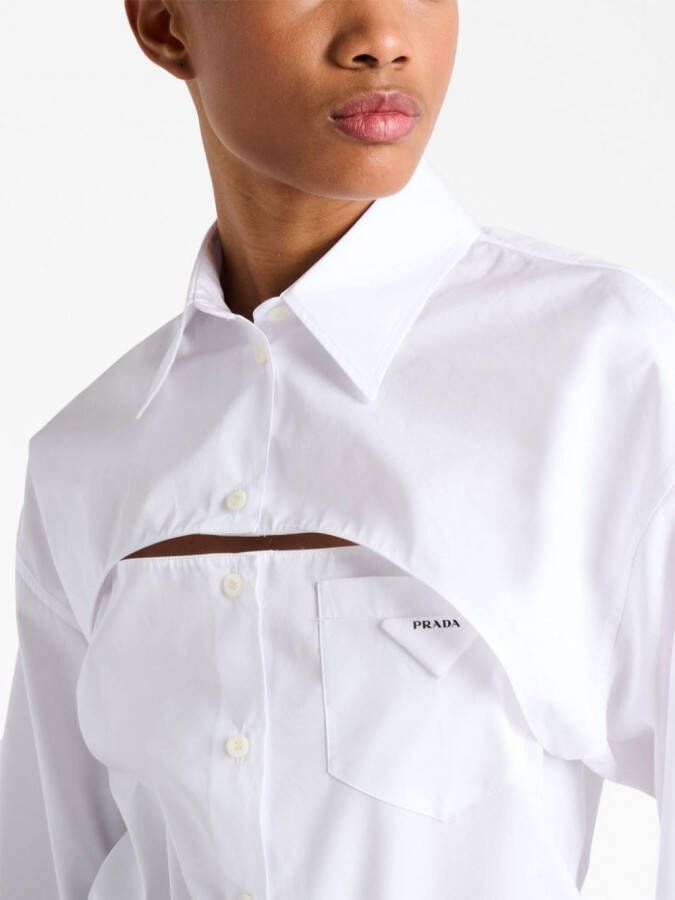 Prada Popeline blouse met uitgesneden details Wit