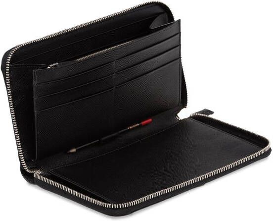 Prada Portemonnee met driehoekig logo en rits Zwart