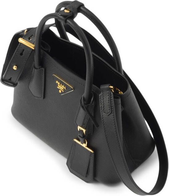 Prada Double Saffiano leren shopper Zwart