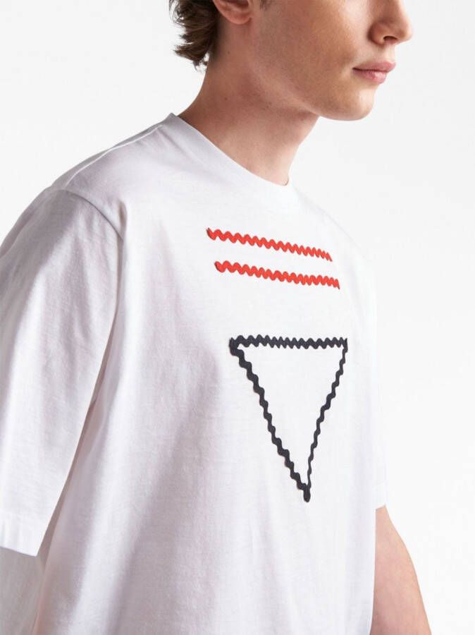 Prada T-shirt met borduurwerk Wit