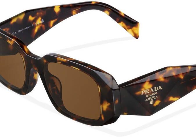 Prada Eyewear Symbole zonnebril met rechthoekig montuur Bruin