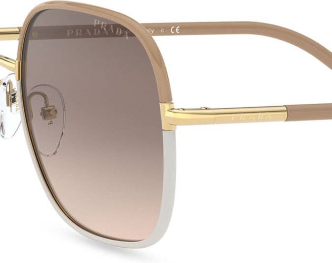 Prada Eyewear Zonnebril met vierkant montuur Bruin