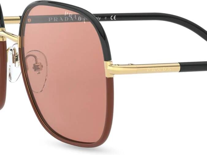 Prada Eyewear Zonnebril met vierkant montuur Bruin