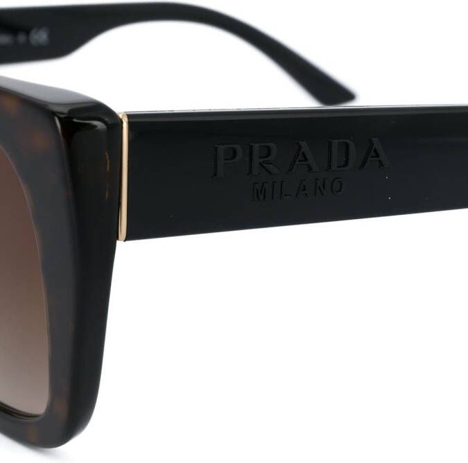 Prada Eyewear Zonnebril met vierkant montuur Bruin