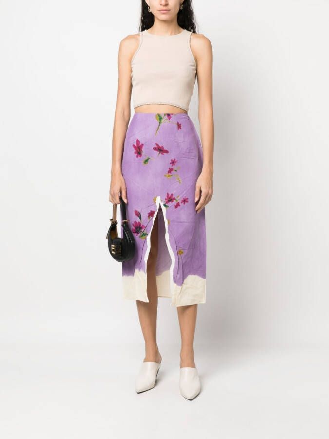 Prada Midi-rok met bloemenprint Paars