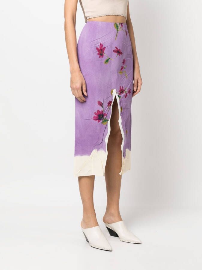 Prada Midi-rok met bloemenprint Paars