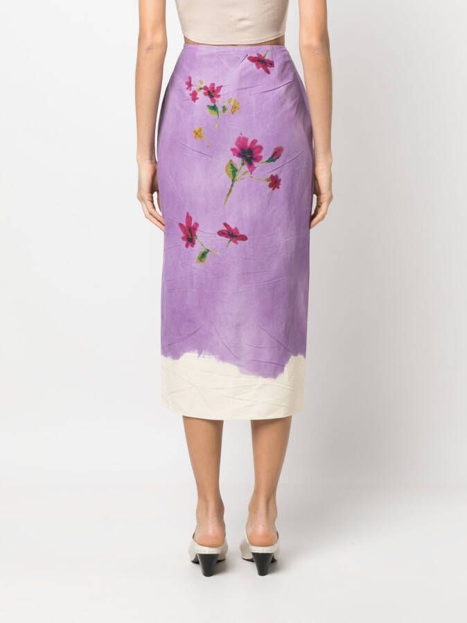 Prada Midi-rok met bloemenprint Paars